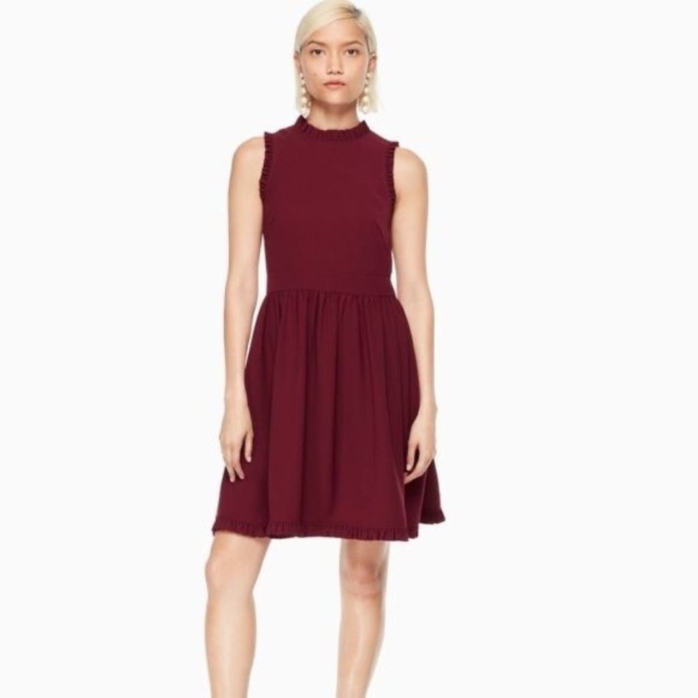 kate spade Sleeveless Burgundy Fit-and-Flare Dress